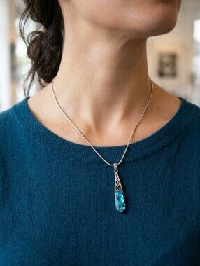 Abalone Shell Pendant With Silver Accent On A Sliver Necklace
